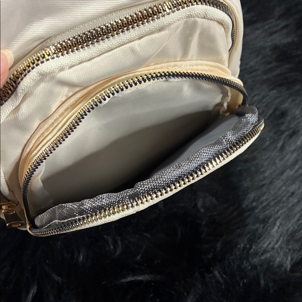White Quilted Sling Bag with Gold Accents - Picture 5 of 6